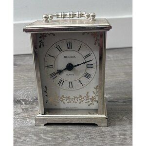 Vintage Germany Bulova Quartz Brass/Plastic Carriage Clock T2 B1307 288 Runs